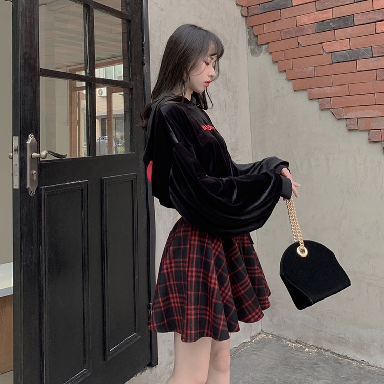 Юбка в клетку с высокой талией оптом из Китая