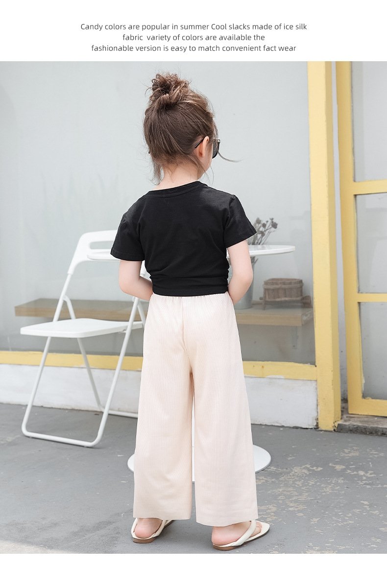 Детские летние широкие брюки из хлопкового шелка оптом