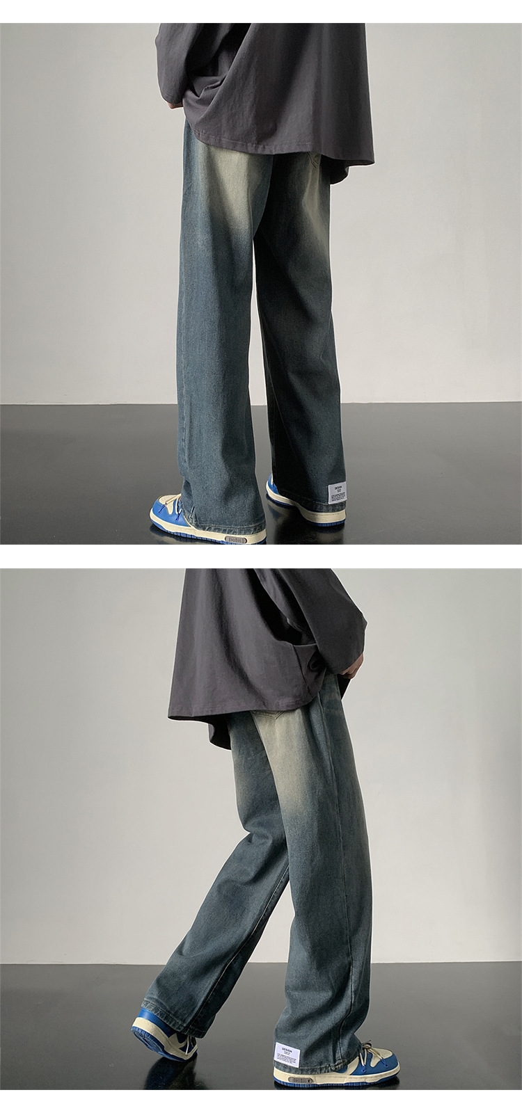 Мужские джинсы в стиле ретро с широкими брючинами 2024 весна-осень оптом из Китая