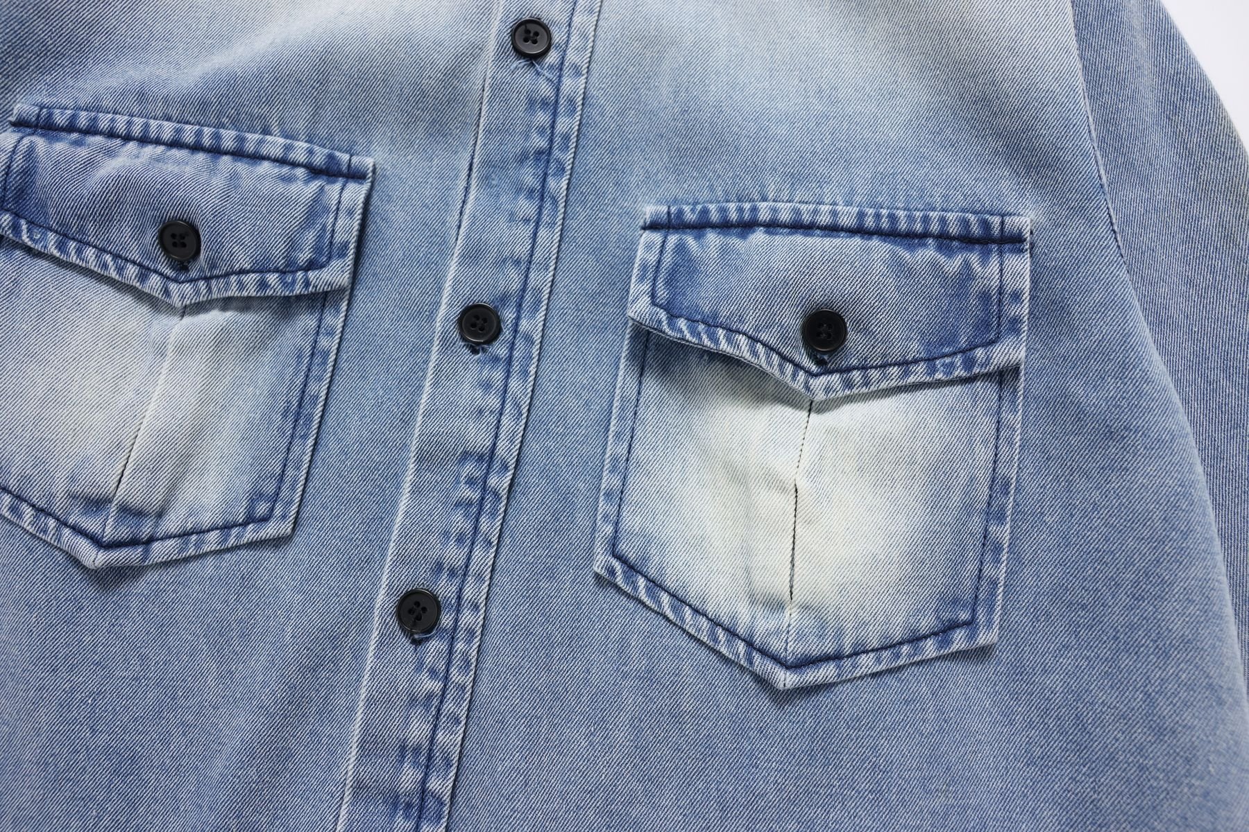 Детская джинсовая рубашка с длинным рукавом оптом из Китая