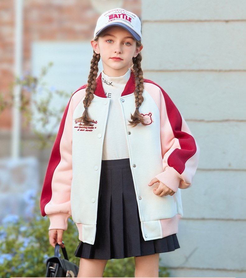 Детская куртка с длинным рукавом в стиле бейсбол 2024 для девочек оптом из Китая