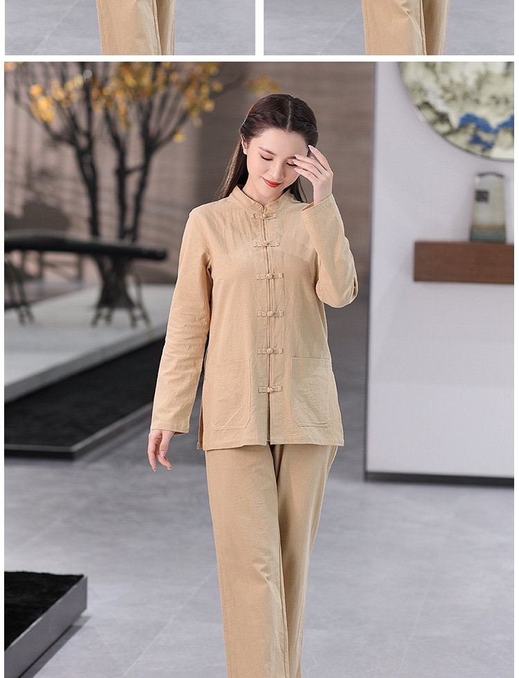 Комплект широких брюк из хлопково-ленной ткани в китайском стиле оптом из Китая