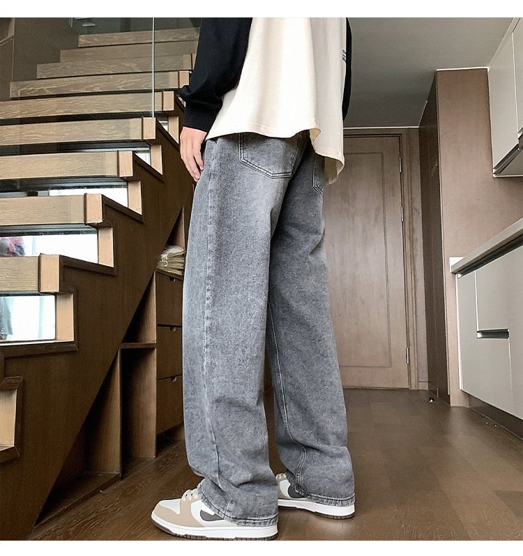 Джинсы мужские 2024 новинка весна осень тонкие американские уличные широкие прямые свободные брюки оптом из Китая