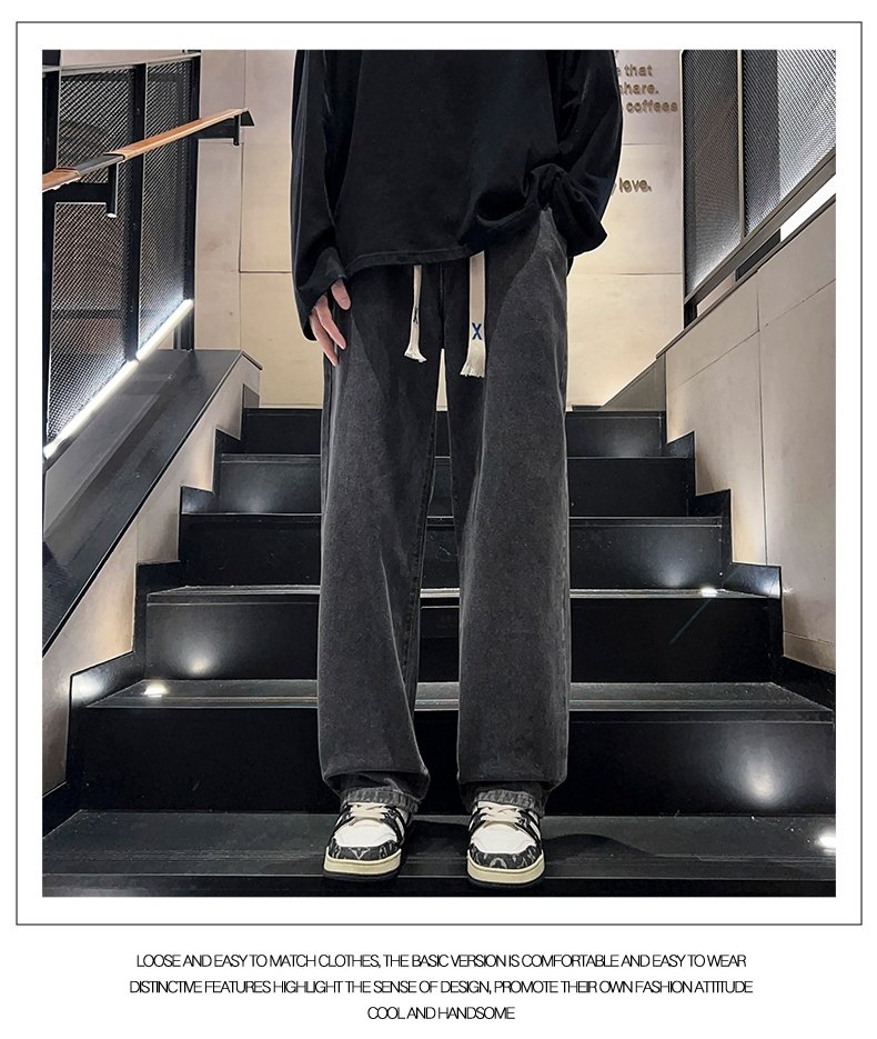 Джинсы 2024 весна мужские прямые широкие джинсы оптом из Китая