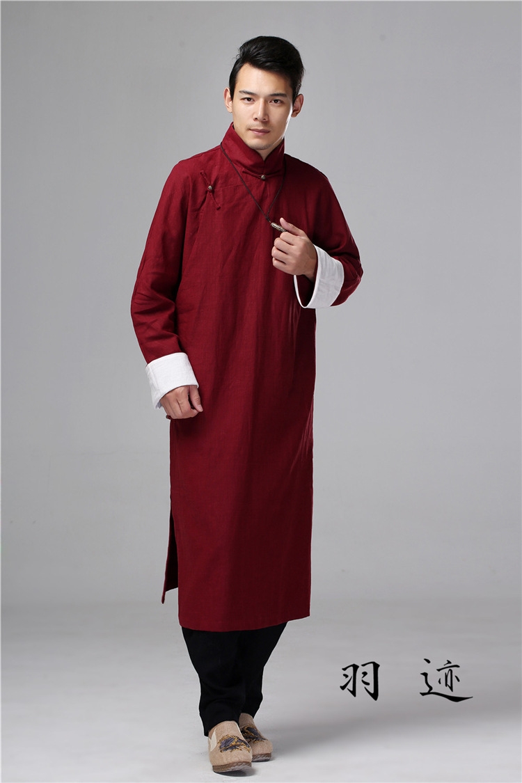 Мужская рубашка в стиле Республики с длинным воротником из льна в стиле ретро для выступлений оптом из Китая