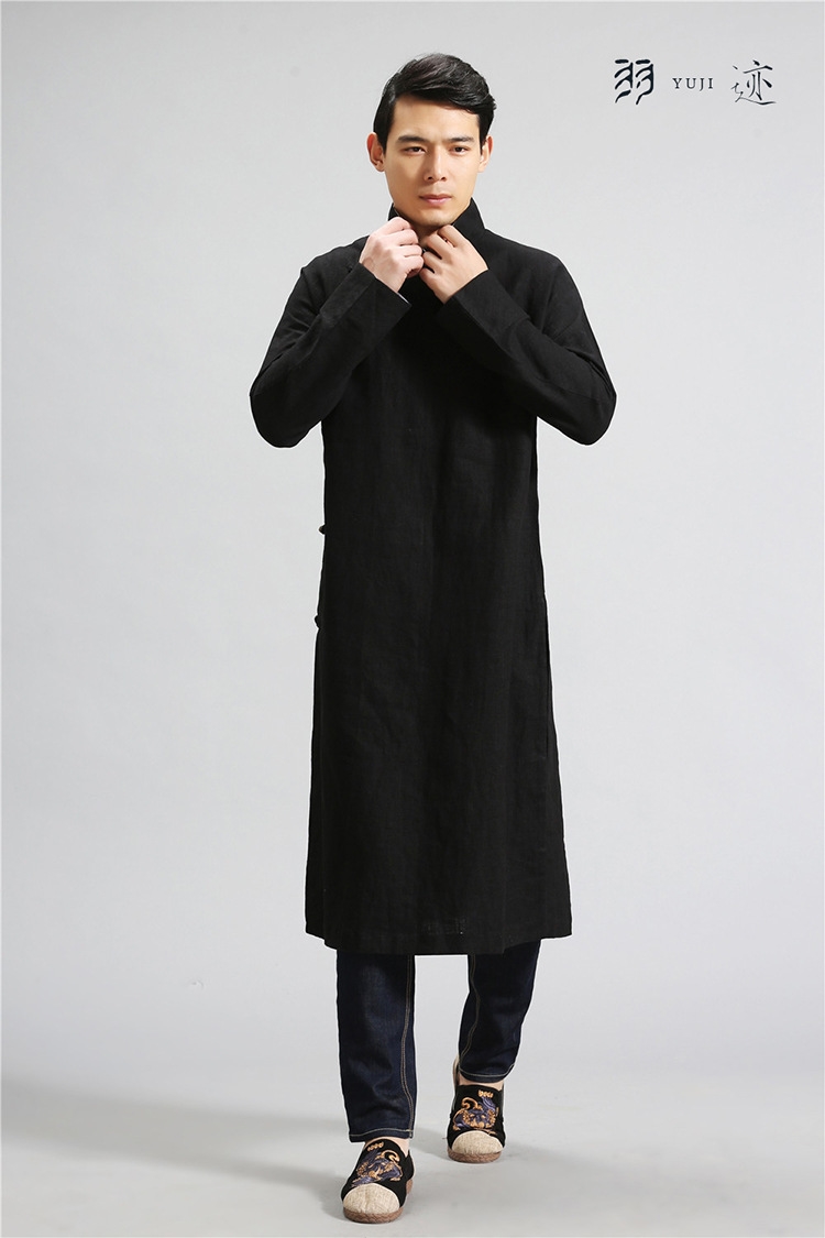 Мужская рубашка в стиле Республики с длинным воротником из льна в стиле ретро для выступлений оптом из Китая