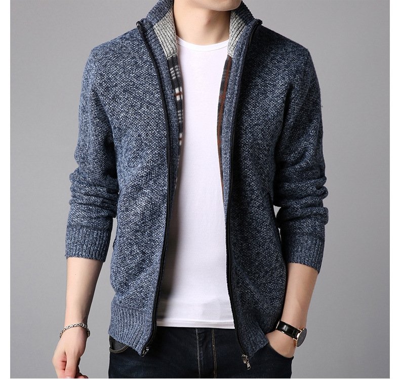 Мужская зимняя толстовка с молнией и высоким воротником оптом