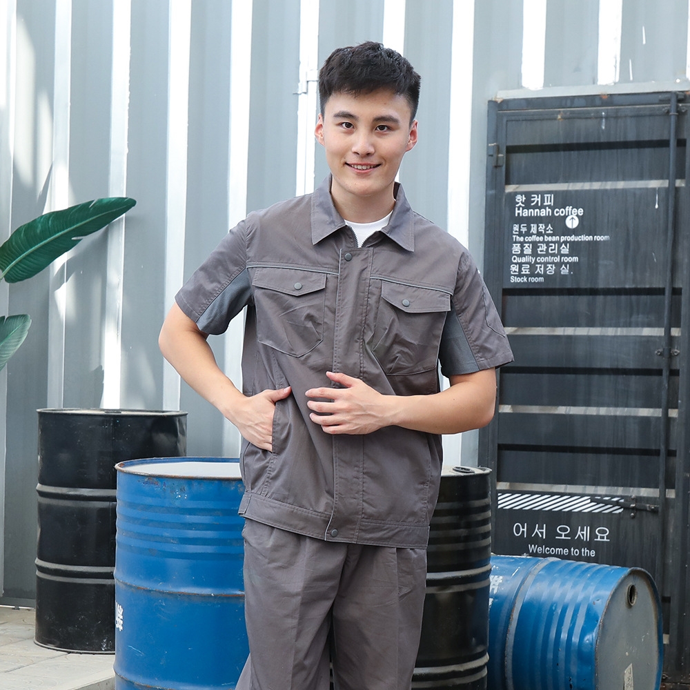 Летний мужской рабочий костюм из чистого хлопка оптом из Китая