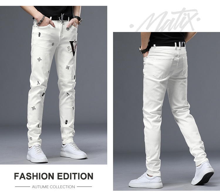 Мужские джинсы суженные белые оптом из Китая