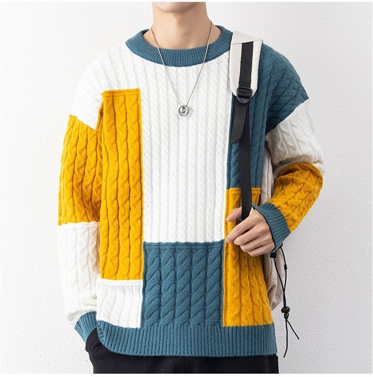 Мужской свитер с высоким воротником и свободным кроем оптом