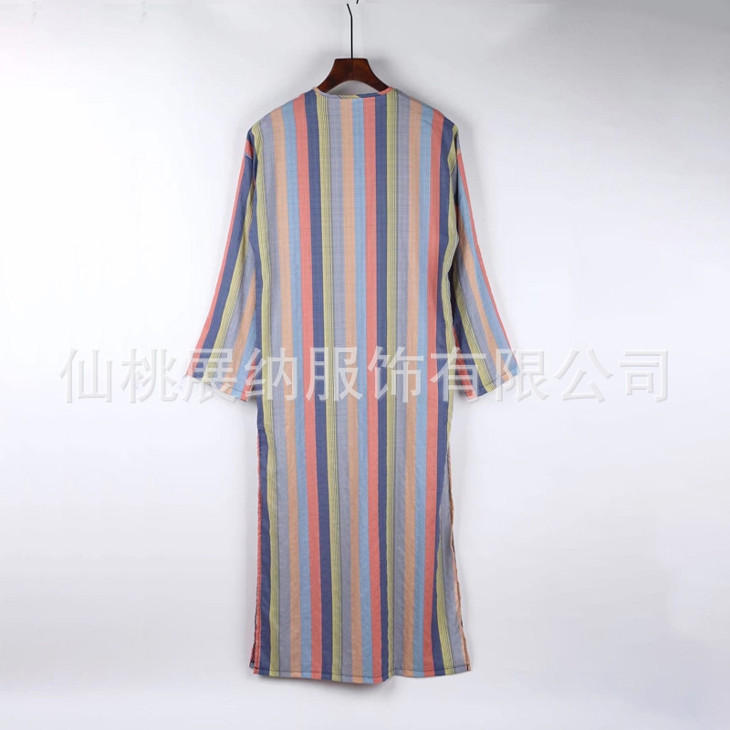 Мужская одежда восточного стиля с длинным рукавом и полосатым воротником оптом из Китая