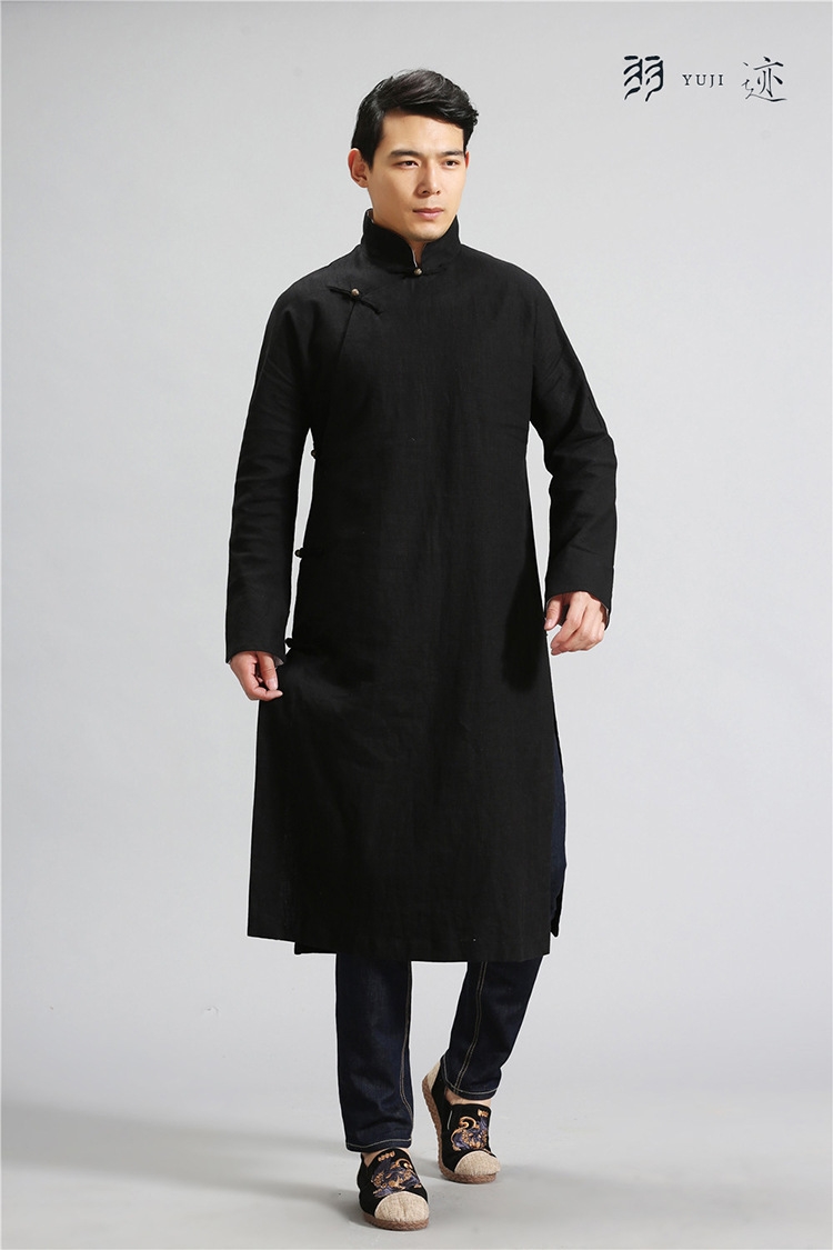 Мужская рубашка в стиле Республики с длинным воротником из льна в стиле ретро для выступлений оптом из Китая