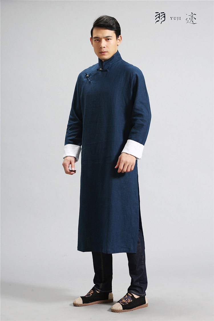 Мужская рубашка в стиле Республики с длинным воротником из льна в стиле ретро для выступлений оптом из Китая