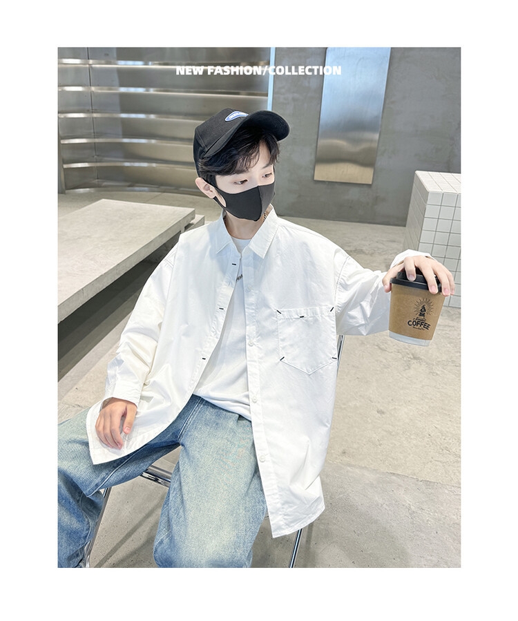 Мальчик рубашка 2024 новая весна корейская детская рубашка куртка мальчик досуг длинный рукав весенняя мода детская одежда оптом из Китая