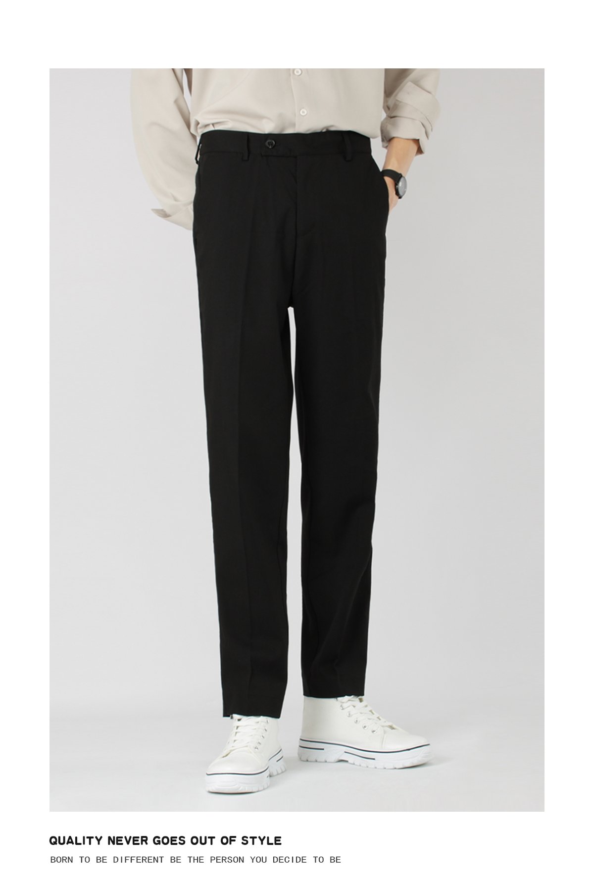 Мужские черные брюки прямого кроя с широкими штанинами оптом из Китая