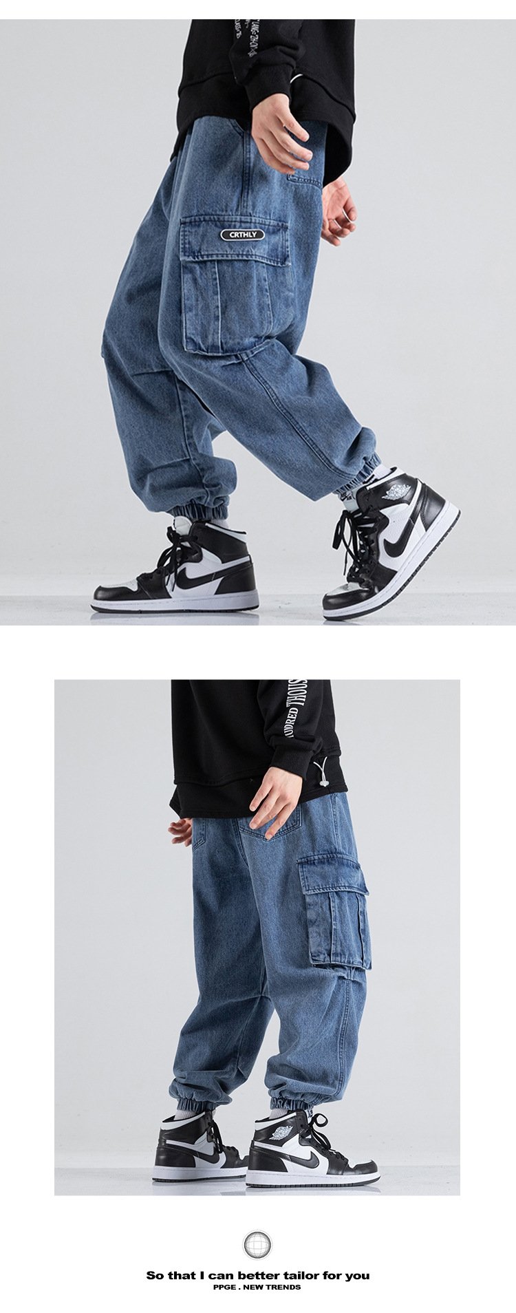 Мужские джинсы в стиле хай-стрит оптом из Китая