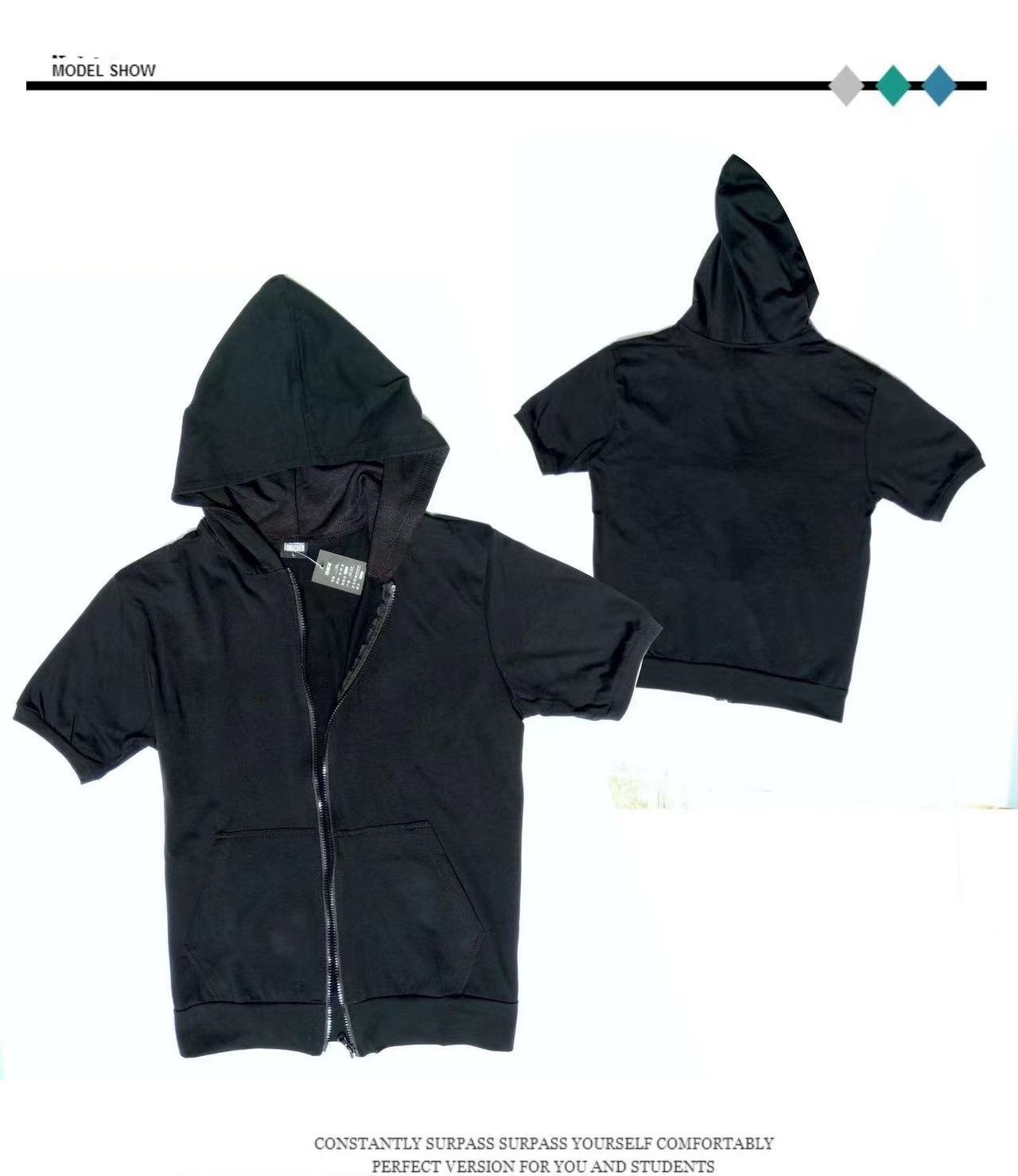 Летняя мужская футболка с коротким рукавом и капюшоном оптом