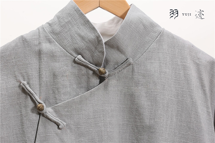 Мужская рубашка в стиле Республики с длинным воротником из льна в стиле ретро для выступлений оптом из Китая