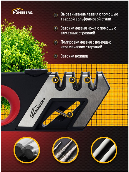 Ручная точилка для ножей и ножниц GO-TN-16 / К50 / В12.5 детальное фото
