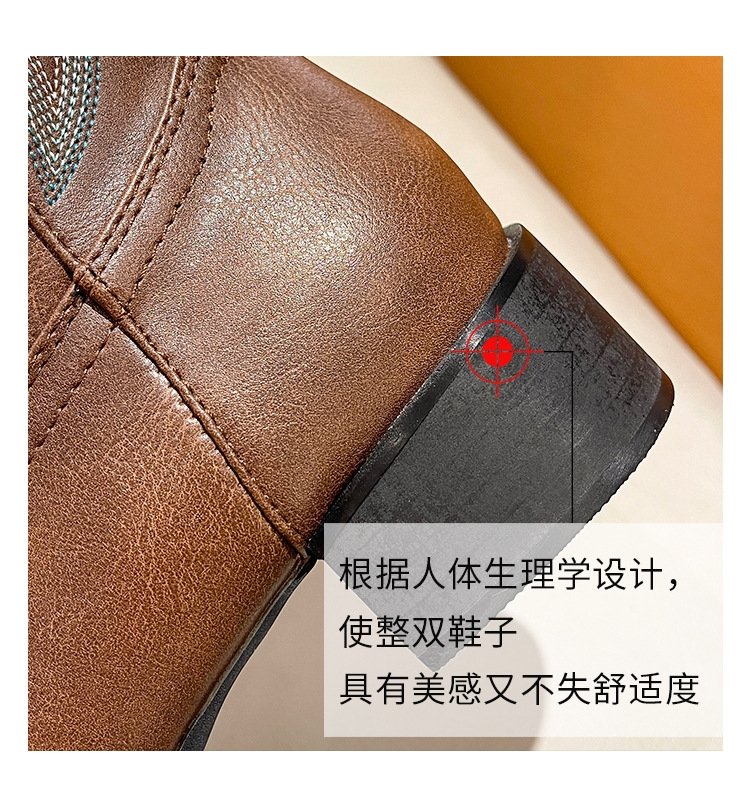 Женские сапоги рыцаря с вышивкой V-образного выреза 2024 весна-осень оптом