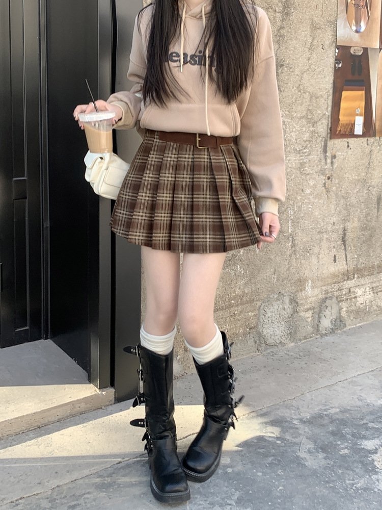 Весенняя женская клетчатая мини-юбка в американском ретро стиле оптом из Китая