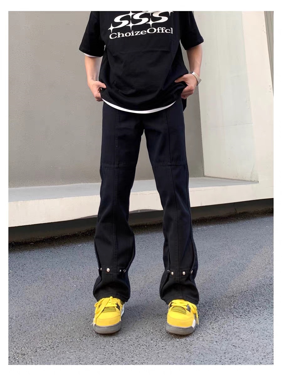 Черные джинсы с пуговицами и прямыми штанинами оптом из Китая