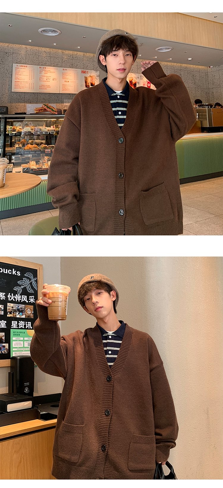 Мужской свитер V-образный вырез осенне-зимний японский ретро-ленивый вязаный свитер в стиле хип-хоп свободный наружный свитер оптом