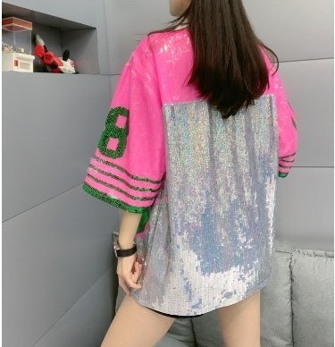 Женская футболка с широкими рукавами и блестками оптом