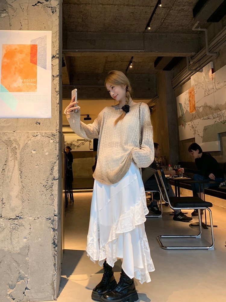 Длинная юбка с леопардовым принтом и асимметричным краем оптом из Китая