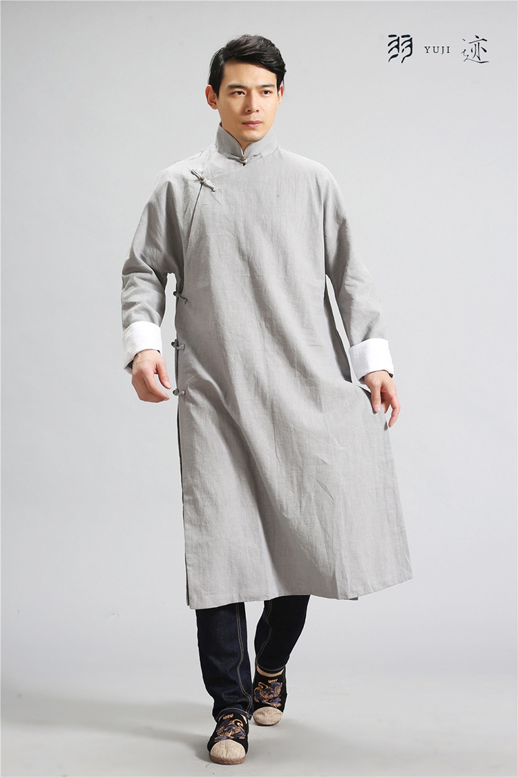 Мужская рубашка в стиле Республики с длинным воротником из льна в стиле ретро для выступлений оптом из Китая