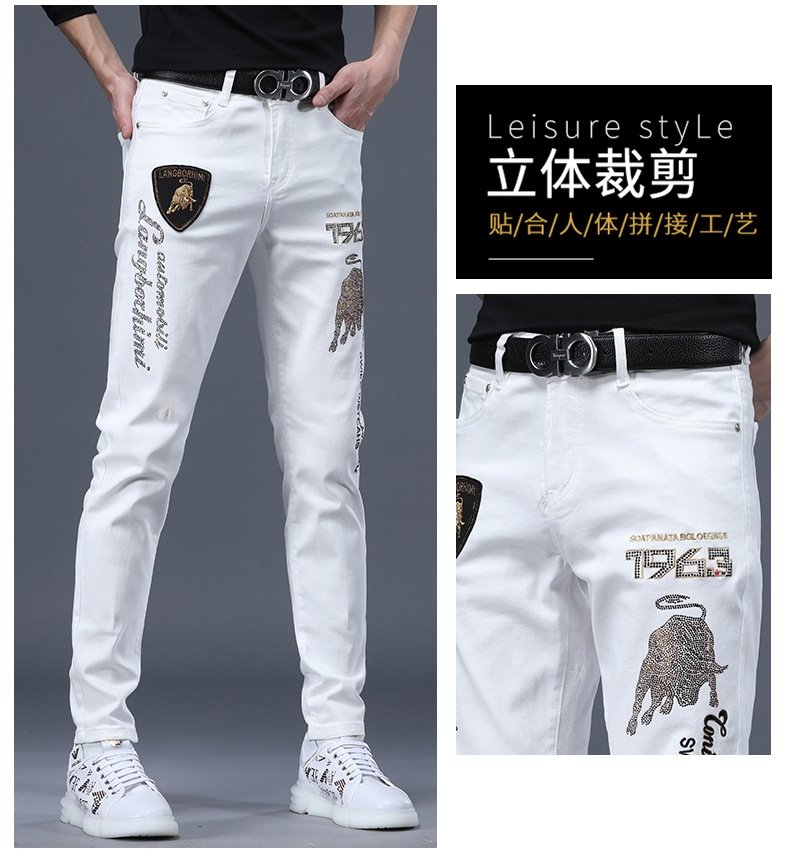 Мужские джинсы суженные белые оптом из Китая