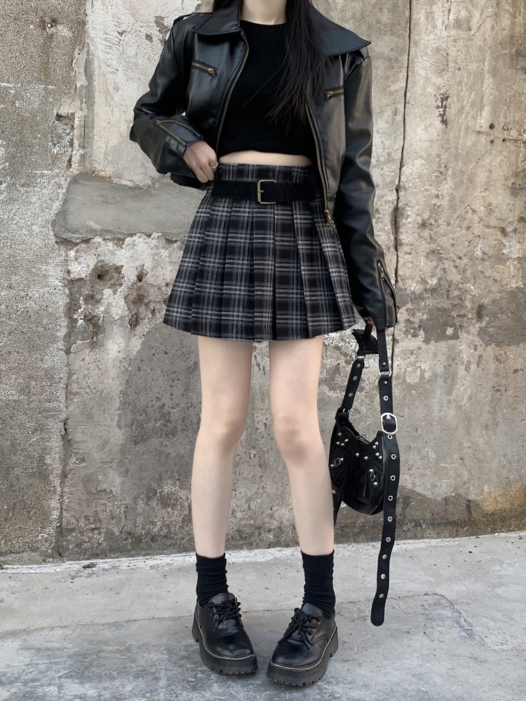 Весенняя женская клетчатая мини-юбка в американском ретро стиле оптом из Китая