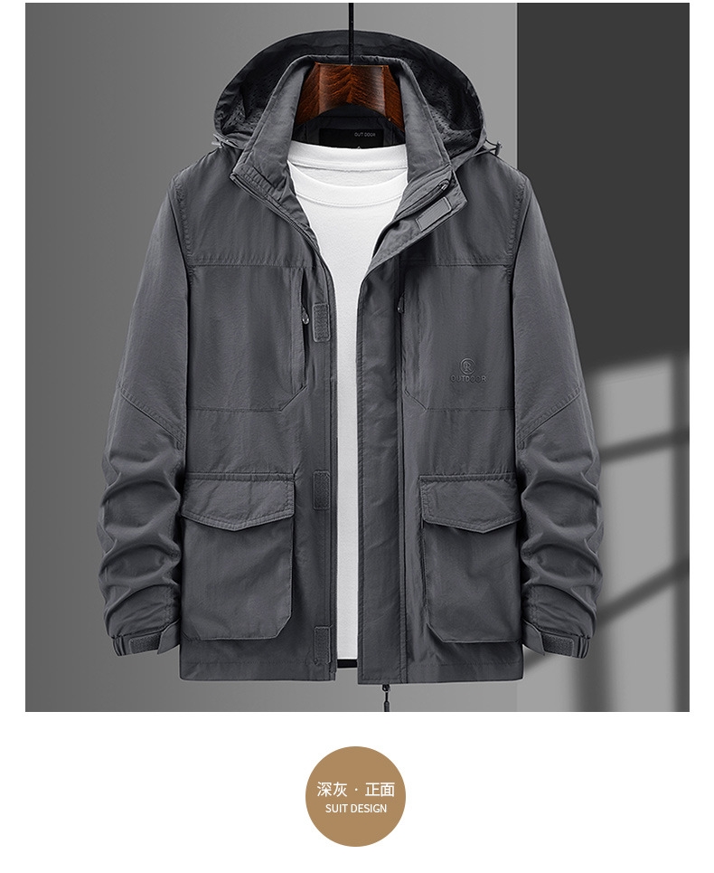 Мужской ветровой плащ с капюшоном оптом из Китая