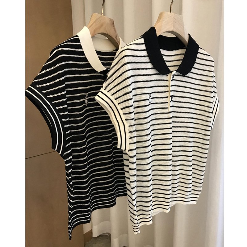 Женская футболка с вышивкой зайца и поло в полоску оптом