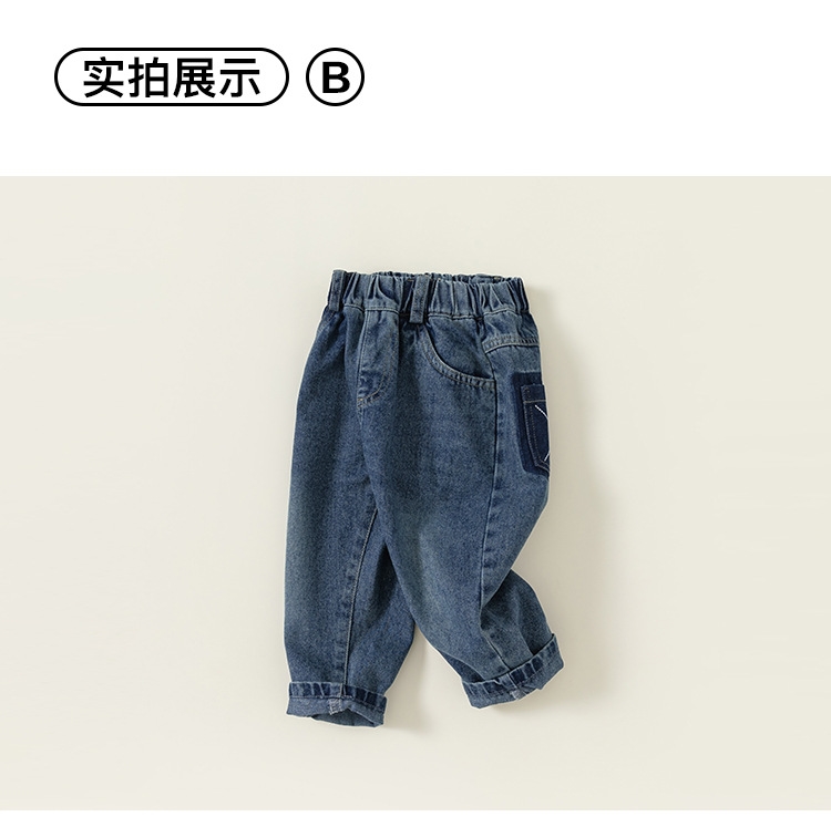 Детские джинсы с карманами в стиле ханбок для мальчиков оптом из Китая