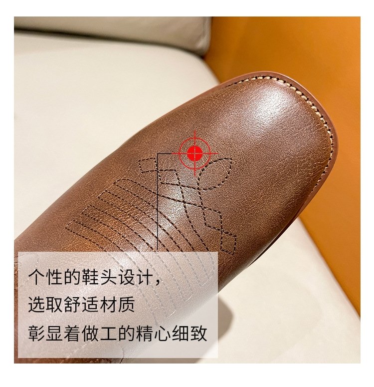 Женские сапоги рыцаря с вышивкой V-образного выреза 2024 весна-осень оптом