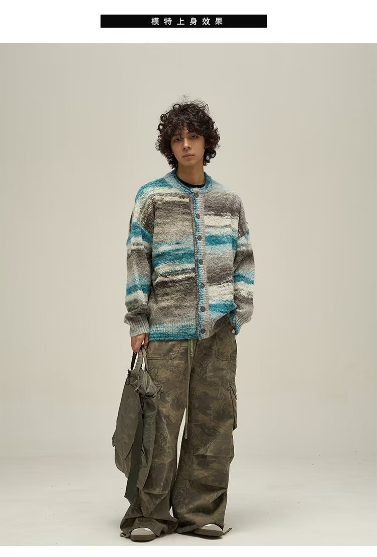 Ретро полосатый свитер с круглым вырезом оптом