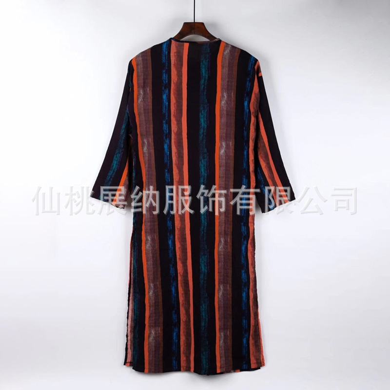 Мужская одежда восточного стиля с длинным рукавом и полосатым воротником оптом из Китая