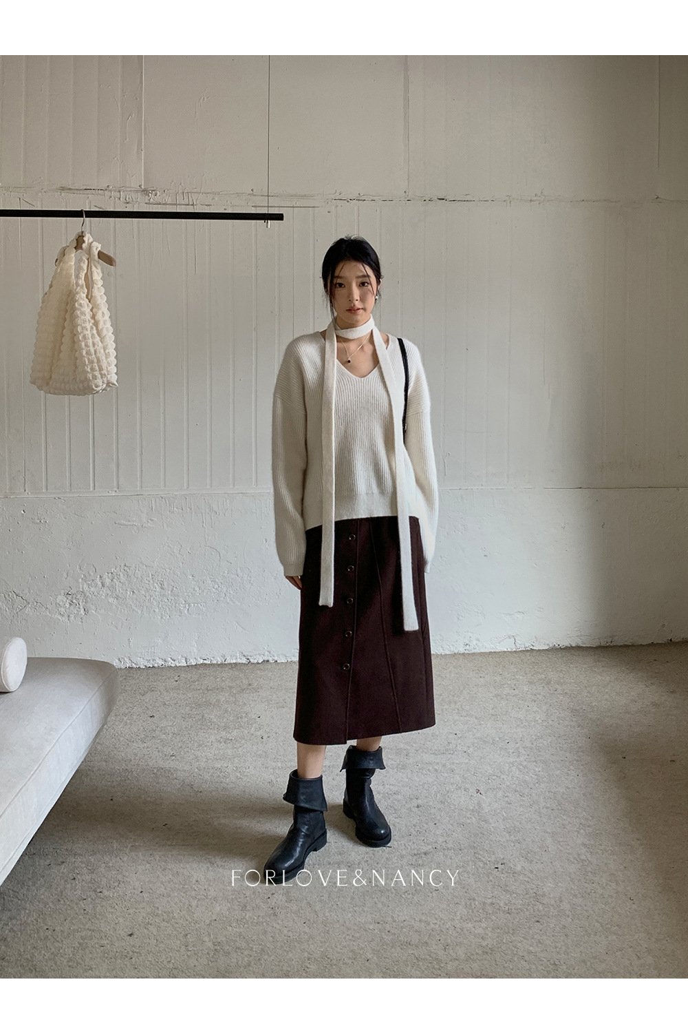 Шерстяная юбка с разрезом 2023 оптом из Китая