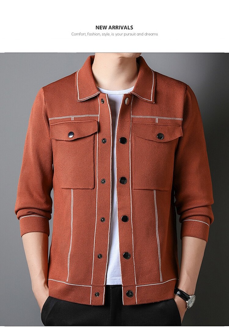 Мужская вязаная куртка с воротником оптом