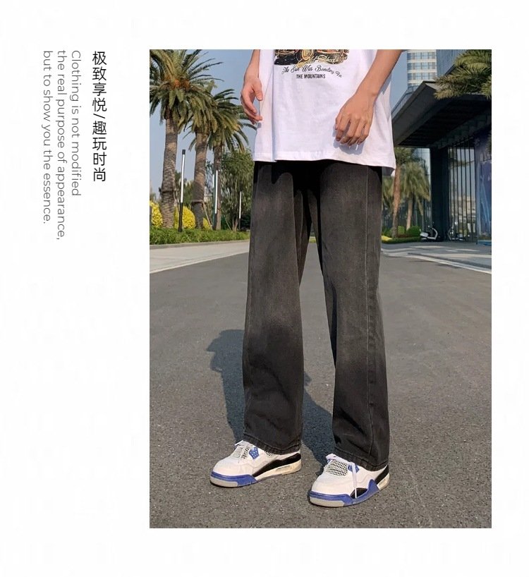 Джинсы с прямым кроем и потертостями оптом из Китая