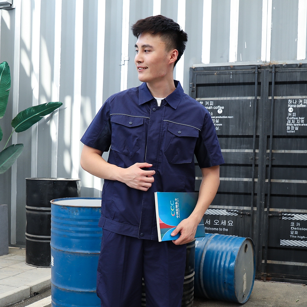 Летний мужской рабочий костюм из чистого хлопка оптом из Китая