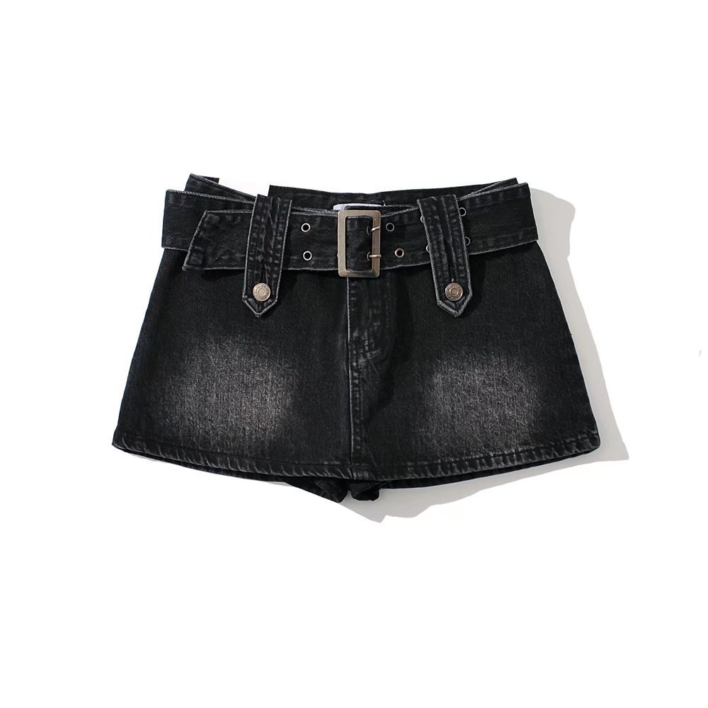 Юбка-мини с высокой талией и поясом в стиле хайсайда оптом из Китая