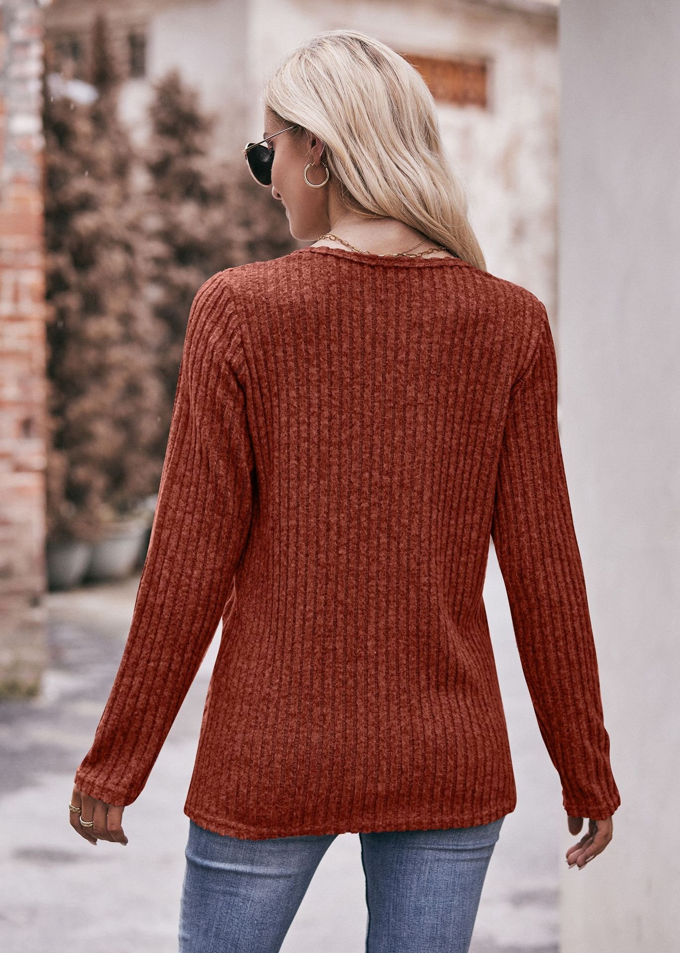 Женская футболка с круглым вырезом и пуговицами оптом из Китая