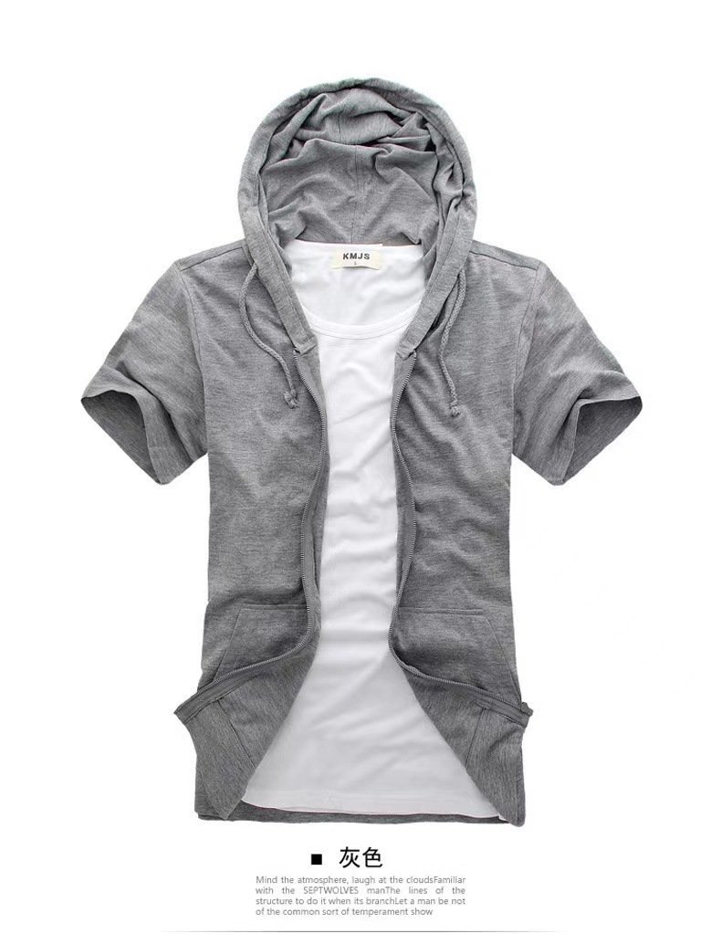 Летняя мужская футболка с коротким рукавом и капюшоном оптом