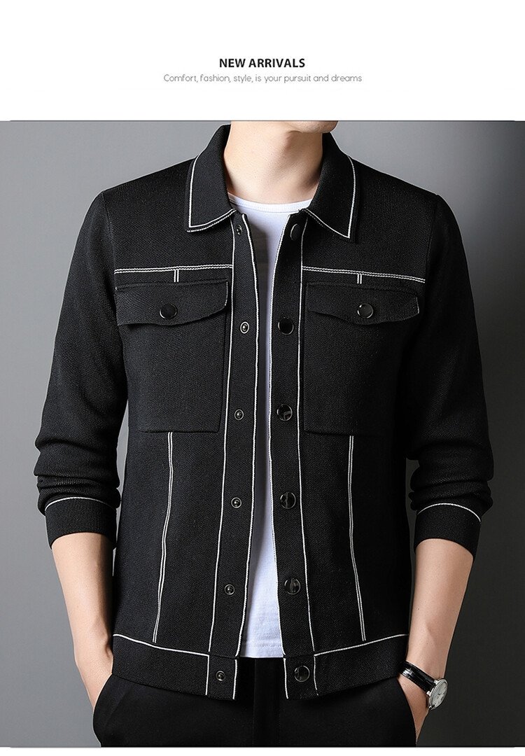 Мужская вязаная куртка с воротником оптом