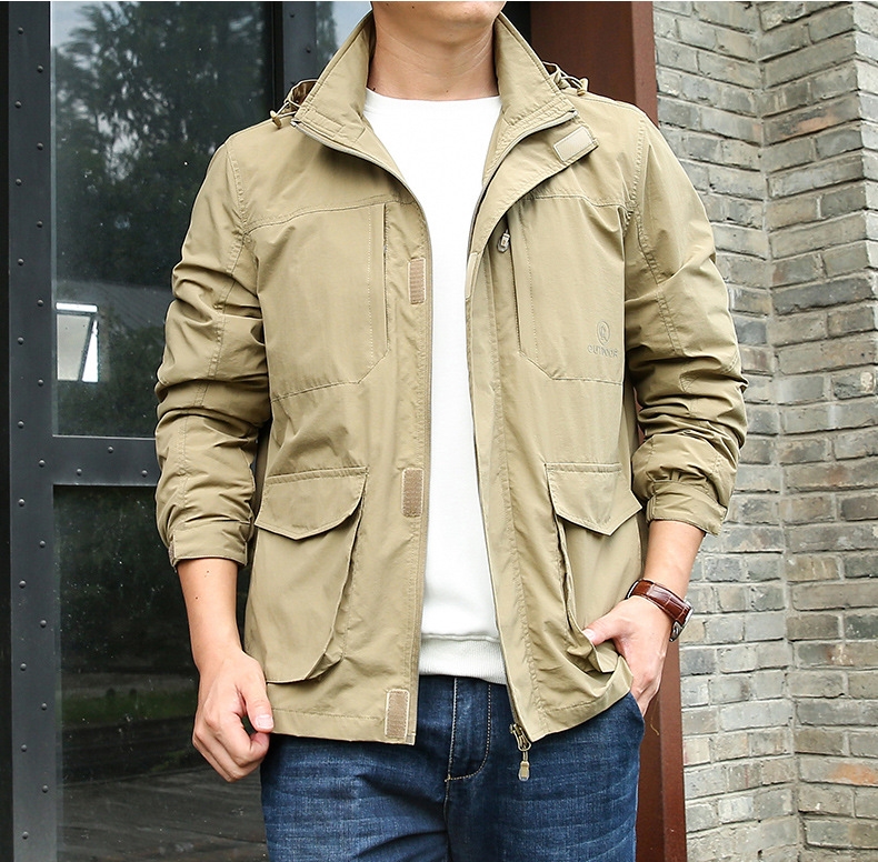 Мужской ветровой плащ с капюшоном оптом из Китая