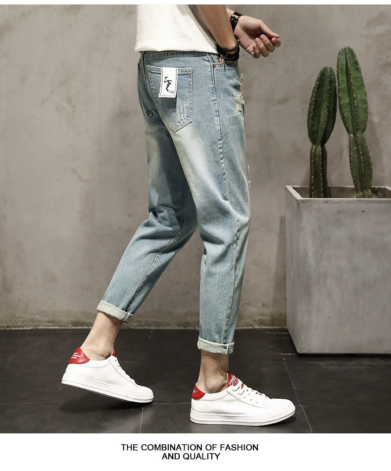 Летние джинсы с дырками и манжетами оптом из Китая