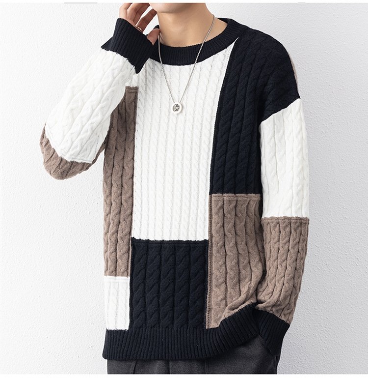 Мужской свитер с высоким воротником и свободным кроем оптом