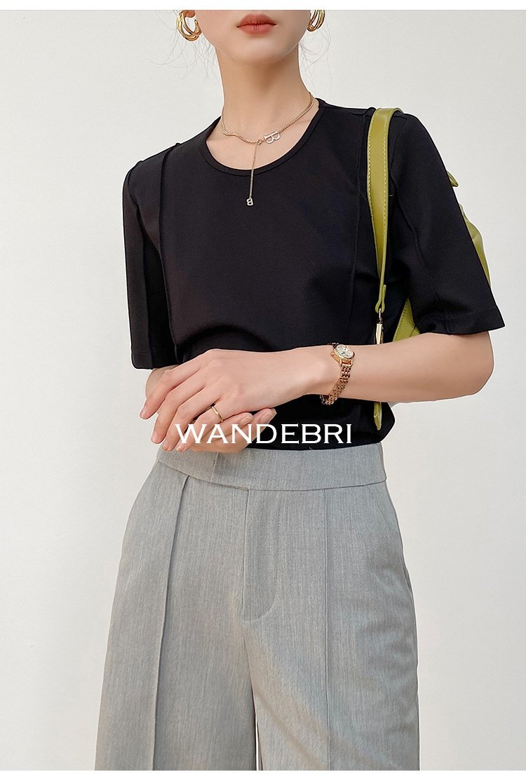 Летняя футболка из шелка и рома с короткими рукавами оптом